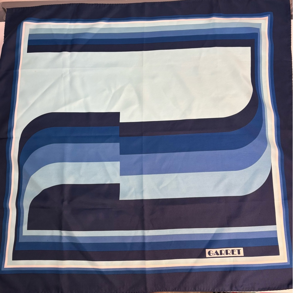 vintage Garret square scarf with mod blue lines